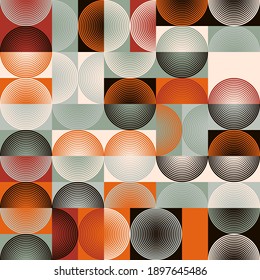 Mid-century geometric abstract pattern with simple shapes and beautiful color palette. Simple geometric pattern composition, best use in web design, business card, invitation, poster, textile print.