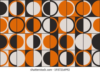 Mid-century geometric abstract pattern with simple shapes and beautiful color palette. Simple geometric pattern composition, best use in web design, business card, invitation, poster, textile print.