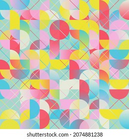 Mid-century geometric abstract pattern with simple shapes and beautiful color palette. Simple geometric pattern composition, best use in web design, business card, invitation, poster, textile print.