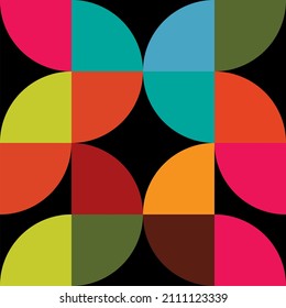 Mid-century geometric abstract pattern with simple shapes and beautiful color palette. Simple geometric pattern composition, best use in web design, business card, invitation, poster, textile print.