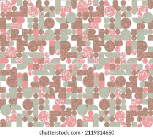 Patrón abstracto geométrico de mediados de siglo con formas simples y bonita paleta de colores. patrón de verano de textura de lodo, mejor uso en diseño web, tarjeta de visita, invitación, afiche, impresión textil.
