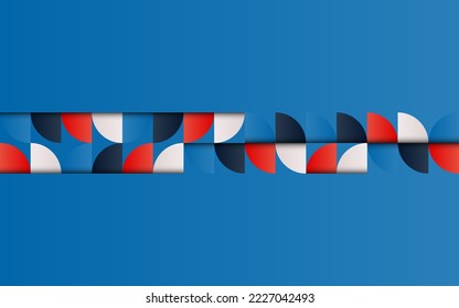 Mid-century geometric abstract pattern with simple shapes and beautiful color palette. Simple geometric pattern composition