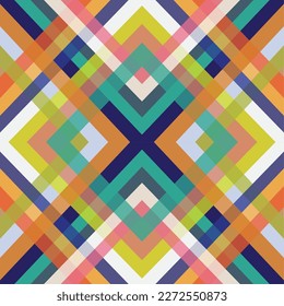 Mid-century geometric abstract pattern with simple shapes and colorful palette for web design, business card, invitation, poster, textile print.