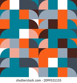 Geometrisches abstraktes, abstraktes Vektormuster aus dem Mittelalter mit einfachen Formen und Retro-Farbpalette. Einfache Komposition für Webdesign, Branding, Einladungen, Poster, Textilien und Tapeten.