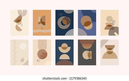 mid-century geometric interior wall decoration vector posters set