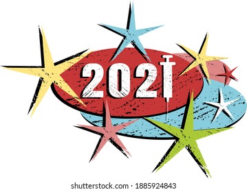 Mid-century modern 2021 design with syringe