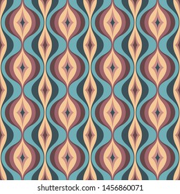 Mid-century modern art vector background. Abstract geometric seamless pattern. Decorative ornament in retro vintage design style. Atomic stylized backdrop. 