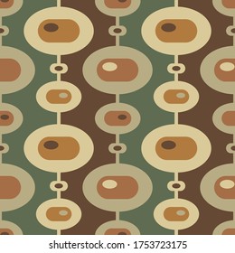 Moderne Kunst, Vektorhintergrund des Mittelalters. Abstraktes geometrisches nahtloses Muster. Dekorative Ornamente im Retro-Vintage-Design. Beige, rosa und violette Farben. Atomic-stilisierter Hintergrund. 