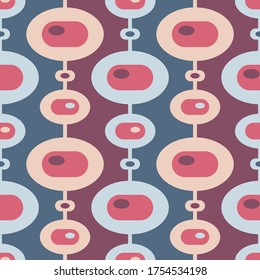 Mid-century modern art vector background. Abstract geometric seamless pattern. Decorative ornament in retro vintage design style. Atomic stylized backdrop. 