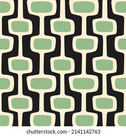 Mid-century modern atomic age background in black, cream and green. Ideal for wallpaper and fabric design. 
