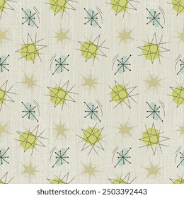 Mid-century modern, atomic age seamless pattern. Retro 1950s background