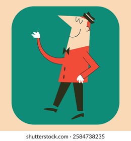 Mid-Century Modern Cartoon Character Template – Vector Illustration