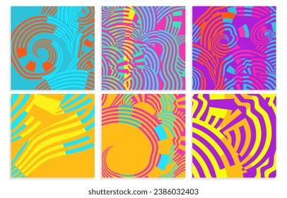 mid-century modern colorful dynamic vector set backgrounds