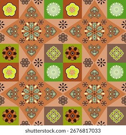 Modernes florales und geometrisches Muster aus der Mitte des Jahrhunderts