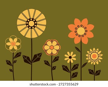 Modernes Blumenmuster des mittleren Jahrhunderts Abstraktes Gartendesign