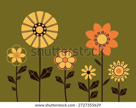 Mid-Century Modern Floral Pattern Abstract Garden Design