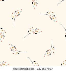 Midcentury modern floral vector endless vector pattern. Organic summer gender neutral 70s matisse wallpaper. 