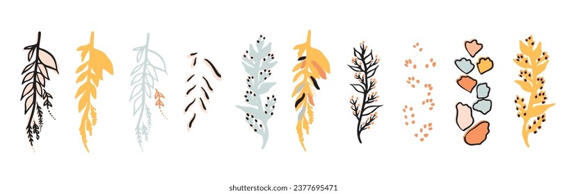 Midcentury modern floral vector endless vector pattern. Organic summer gender neutral 70s matisse wallpaper. 