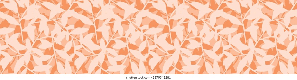 Midcentury modern floral vector endless vector border. Organic summer gender neutral 70s matisse banner.