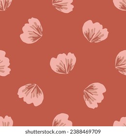 Midcentury modern floral vector endless vector pattern. Organic summer gender neutral 70s matisse wallpaper. 