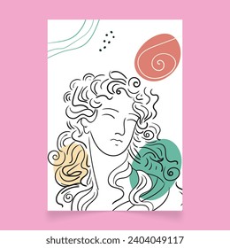 mid-century modern  greece  ancient woman   vector  wall art poster