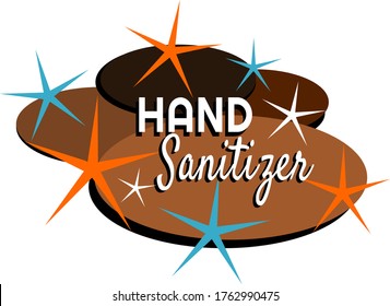 Mid-century modern hand sanitizer sign
