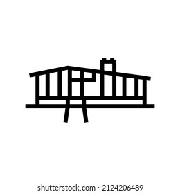midcentury modern house line icon vector. midcentury modern house sign. isolated contour symbol black illustration