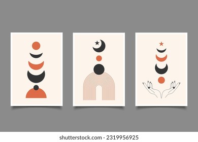 mid-century modern minimalist abstract aesthetic illustration.for poster and wall art decoration in abstract geometric style