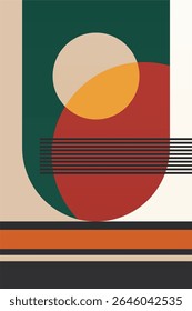 Mid-century Modern Minimalist Printable Wall Art. Colorful Mid-Century Art Print