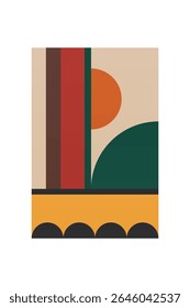 Mid-century Modern Minimalist Printable Wall Art. Colorful Mid-Century Art Print