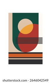Mid-century Modern Minimalist Printable Wall Art. Colorful Mid-Century Art Print