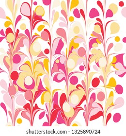 A mid-century modern organic seamless repeat pattern in bright fruity summer colors