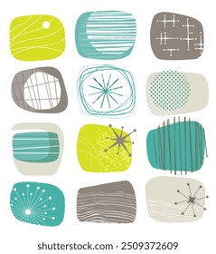 Mid-Century Modern Retro Shape Pattern with Atomic Age Elements Background
