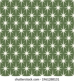 Mid-century modern starburst background in avocado green and cream. Seamless and repeating. Inspired by the Atomic Age of American design.