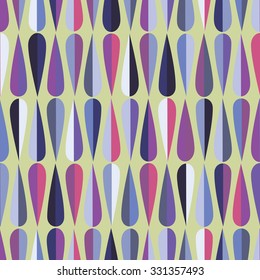 Mid-century modern style retro seamless pattern with drop shapes in various color tones, abstract repeating background for all web and print purposes.
