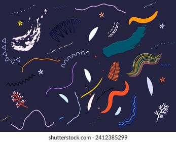 mid-century modern vector set with organic shapes