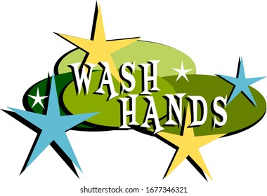 Mid-century modern wash hands label