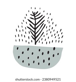 Midcentury modern whimsical floral vector graphic motif illustration. Organic summer gender neutral 70s matisse illustration in groovy botanical playful style. 