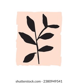 Midcentury modern whimsical floral vector graphic motif illustration. Organic summer gender neutral 70s matisse illustration in groovy botanical playful style. 