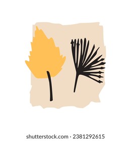 Midcentury modern whimsical floral vector graphic motif illustration. Organic summer gender neutral 70s matisse illustration in groovy botanical playful style. 