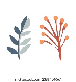 Midcentury modern whimsical floral vector graphic motif illustration. Organic summer gender neutral 70s matisse illustration in groovy botanical playful style. 