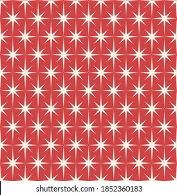 Mid-century modern wrapping paper starburst pattern on red. Inspired by Atomic era. Repeatable and seamless. 