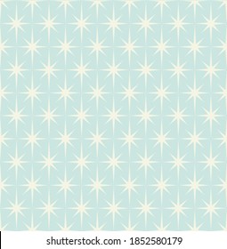 Mid-century modern wrapping paper in starburst pattern on light blue background. Inspired by Atomic era. Repeatable and seamless