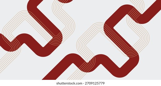 Mid-Century Modern Zigzag Geometric Line Pattern in Terracotta and Beige