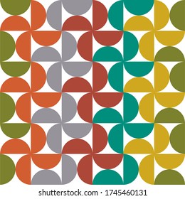 Mid-century pattern with colorful half circles