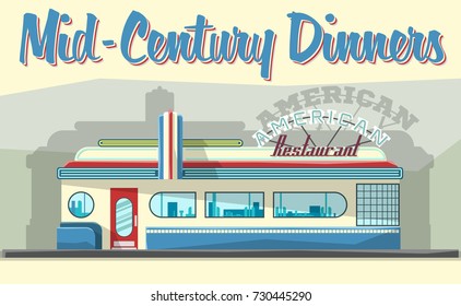 Mid-Century Roadside Restaurant Facade 