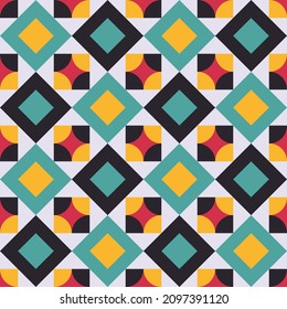 Mid-century seamless pattern design - retro geometric shapes texture - post-modern vintage background illustration vector eps 10