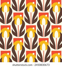 Midcentury Tulpen Muster Design, Bildschirmhintergrund und Texturen