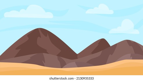 Midday in mountains. Colourful mountains landscape. Cute hiking view. Vector illustration.