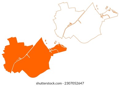 Middelburg city and municipality (Kingdom of the Netherlands, Holland, Zeeland or Zealand province) map vector illustration, scribble sketch map